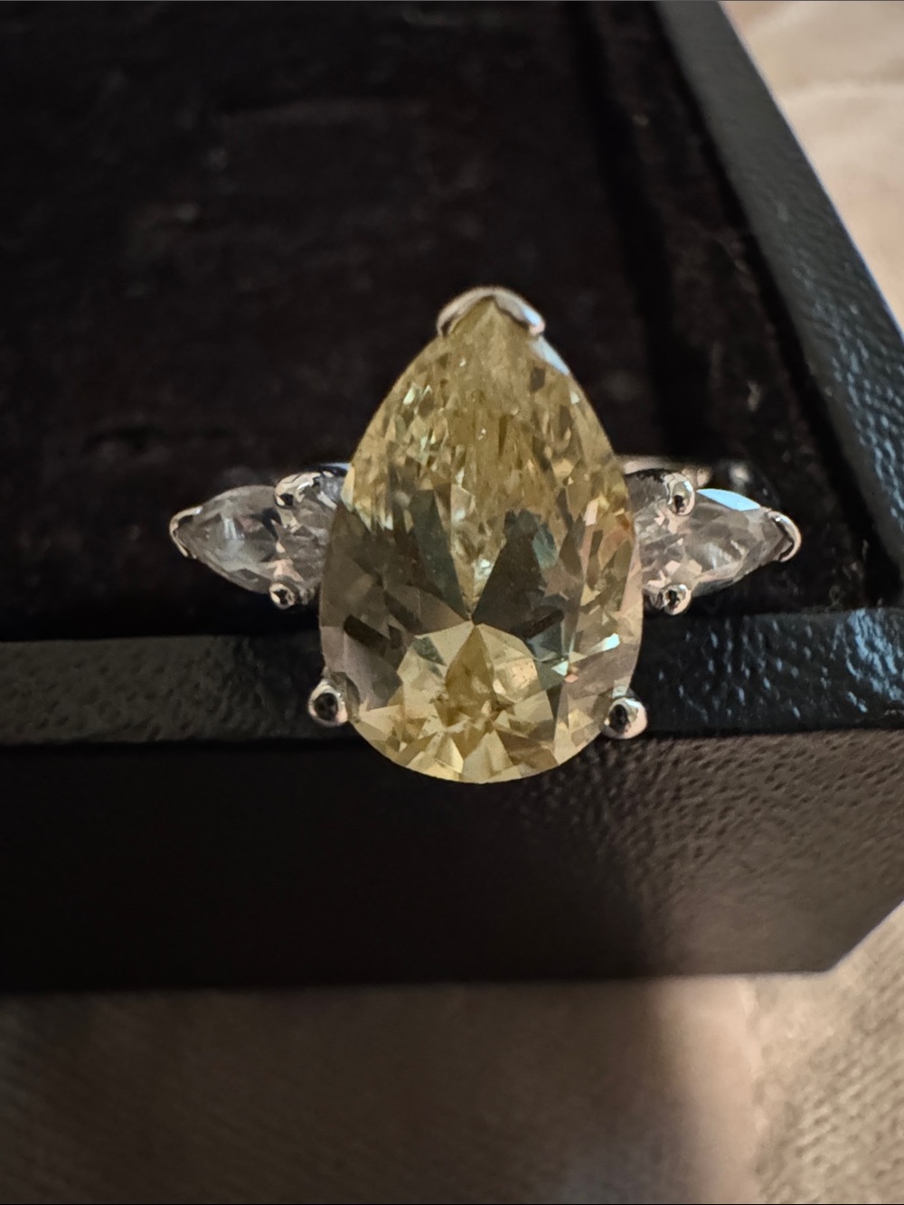 Yellow Pear-Cut Gemstone Three-Stone Ring - Brand